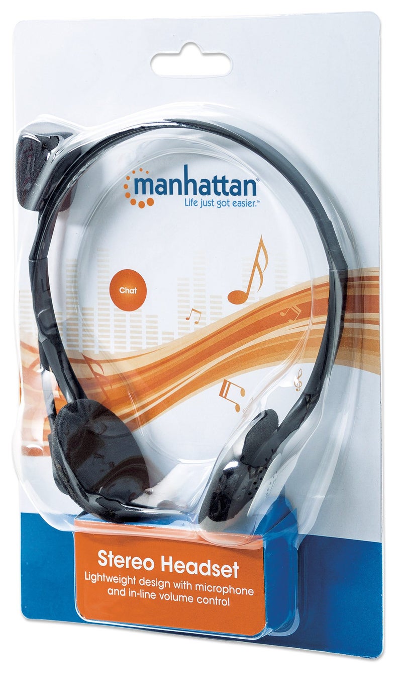 Manhattan 3.5mm Stereo Headset with Mic - with Microphone, Volume Control, 3.5 mm Stereo Plugs, 6.5ft Cable - for Desktop, Laptop, Computers - 3 Year Warranty - 164429 - Image 5